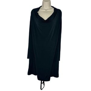 ALL SAINTS Amei Long Sleeve Draped Stretch Mesh Neck Dress Black Size 2